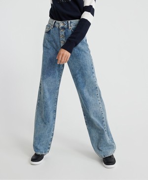 Superdry Frankie Wide Leg Női Farmer Kék | RFBMS9125